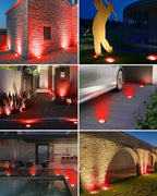 16-Pack Red In-Ground Solar Lights, Flat LED Walkway