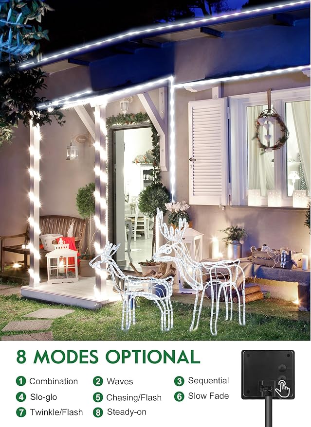Solar Rope Lights, 39ft LED Porch String
