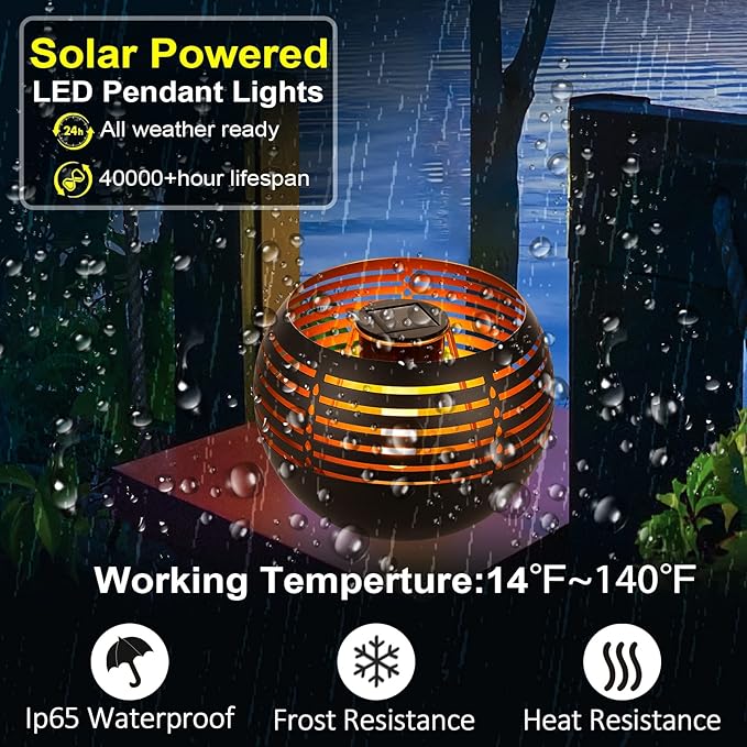 Solar Lanterns Outdoor Waterproof, Solar Table Lamp for Outside Patio, Metal Pot with Warm Yellow Dancing Flickering Flame Light LED Tabletop Lamp Decorative for Garden Decor, Landscape, Yard (Candel)