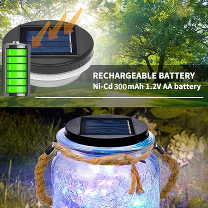 Solar Mason Jar Lid Lights 3.15 in Silicone Edge LED Replacement Top, Colorful Waterproof Light Parts for Outdoor Garden Lanterns, 3 Pack