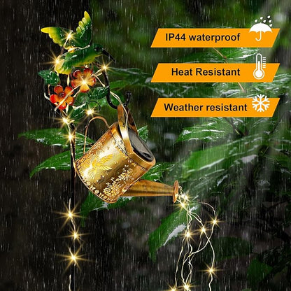Solar Watering Can,Solar Lanterns Outdoor Waterproof Lawn Ornaments Gifts for Women with 6.3 * 31.2 Inch Shepherd Hooks for Patio Yard Festival Pathway Landscapegarden Decor