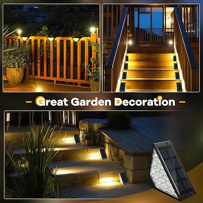 Solar Step Lights for Outside, Solar Stair Lights Outdoor Waterproof, Deck Step Lights for Fence, Patio, Yard, Porch, Front Door, Sidewalk, Garden, Patio Decor (8, Warm White)