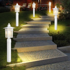 White Solar Post Lighting Fixture, Outdoor Post Lighting
