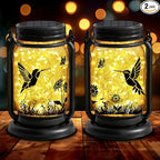 2-Pack Hummingbird Solar Lanterns, Waterproof LED Yard Lights