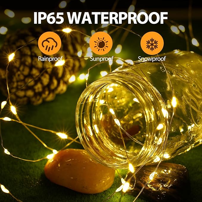 Warm White Backyard String Lights, 33ft Weatherproof LED