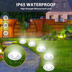 12-Pack Solar Ground Disk Lights, White Waterproof LED