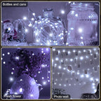 50 LED Christmas Twinkle Lights, 16ft Waterproof for Porch