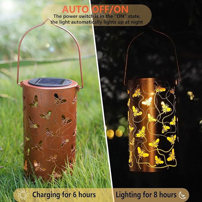 Decorative Backyard Solar Lanterns for Porch, Waterproof LED