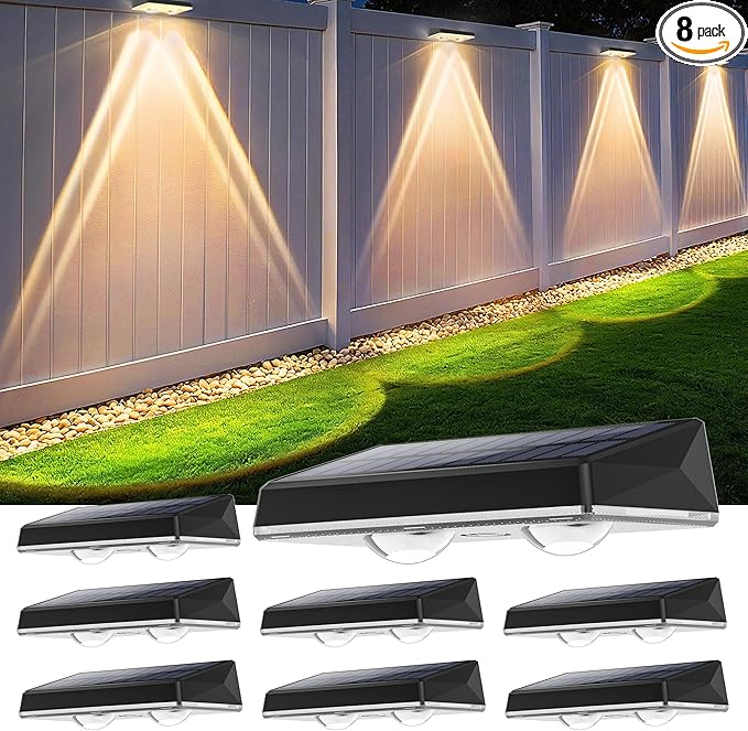 Solar Motion Sensor Step Lights, Waterproof Fence