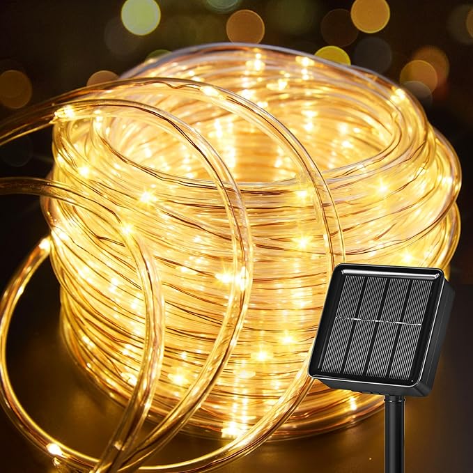 Waterproof Solar Rope Lights 39ft, Backyard LED String