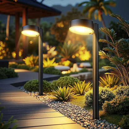 2 Pack Solar Pathway Lights Outdoor, Bright Solar Lights Outdoor Waterproof, Up to 15 Hrs Modern Path Lighting for Yard Garden Walkway Driveway Lawn Decor (2 Pack)