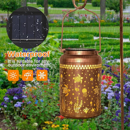 Sea Turtle Solar Lanterns Outdoor Waterproof, Birthday Gifts for Women Mom Grandma, Metal Hanging Solar Lights Decorative LED Lanterns for Yard Patio Porch Decor