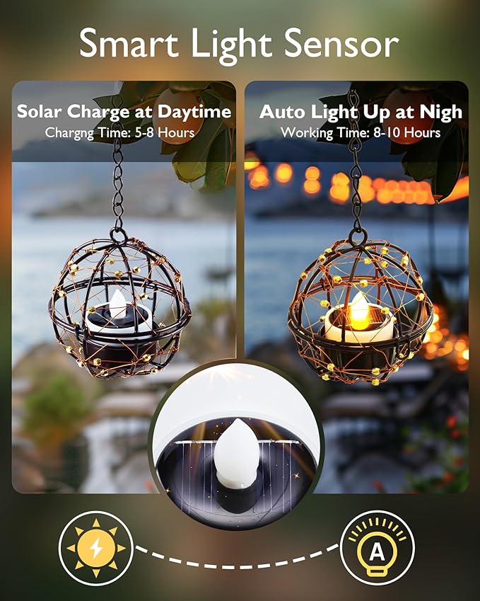 Rustic Backyard Solar Lanterns for Garden, Waterproof LED