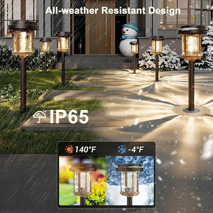 XMCOSY+ Solar Pathway Lights Outdoor 6 Pack, 20 LM Solar Garden Lights Warm White Solar Powered Waterproof, Landscape Lighting for Path Yard Driveway Walkway Sidewalk Lawn Lights