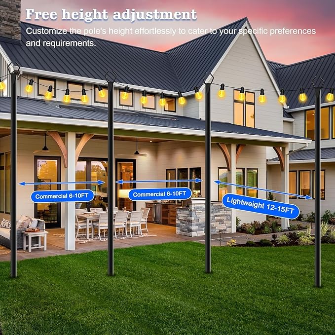 4-Pack 10ft LED Patio String Lights, Waterproof Outdoor