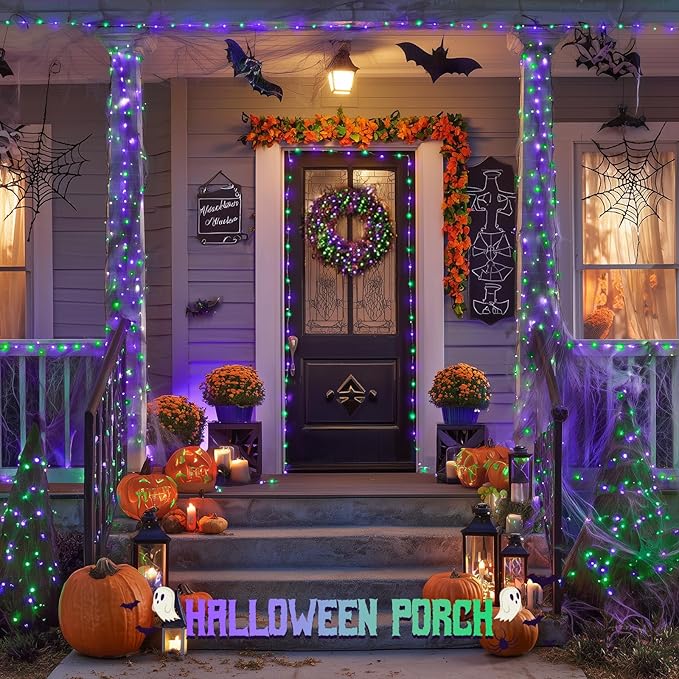 Christmas Porch String Lights 4-Pack, 16ft 50 LED Waterproof