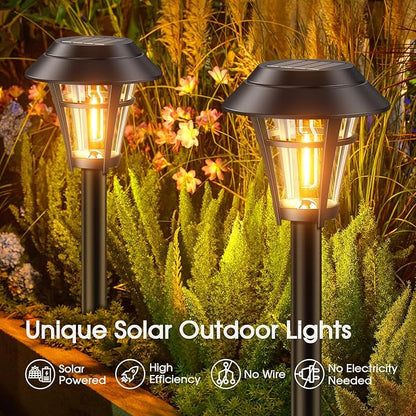 LETMY Solar Pathway Lights Outdoor, 10 Pack Solar Lights Outdoor Waterproof, Auto On/Off Solar Powered Garden Landscape Path Lights, Outdoor Solar Lights for Yard Lawn Patio Walkway Driveway