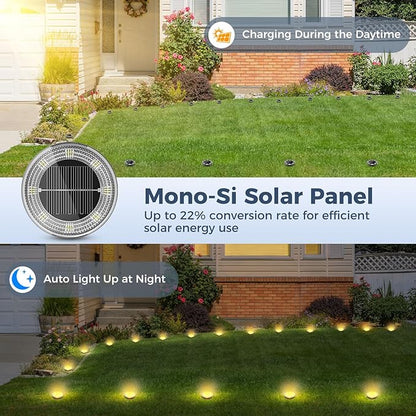 Peasur Mini Solar Ground Lights, 6 Pack Flat Solar Disc Lights Outdoor Waterproof, 2.3 Inch Small Solar Garden Lights Landscape Lighting for Outside Pathway Garden Yard Lawn Walkway,Warm White
