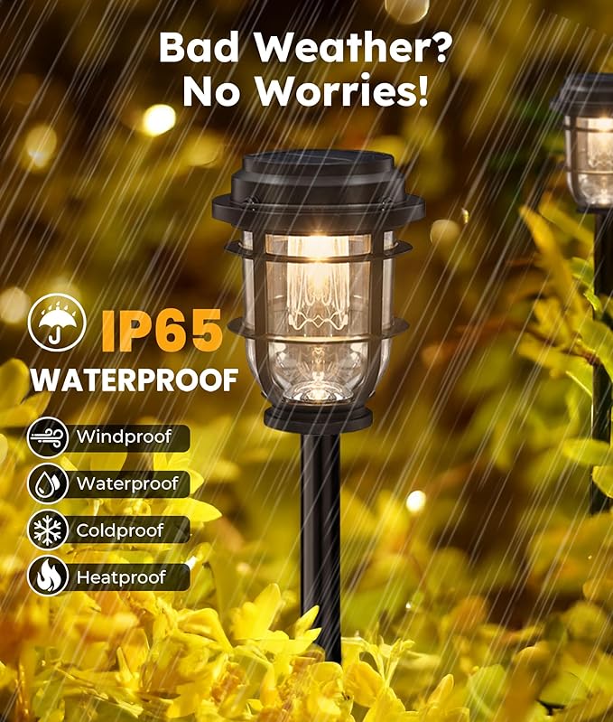 4-Pack Solar Pathway Lights, Bright Auto Garden Lights Decor - Durable Landscape Lighting for Lawn, Patio, Walkway, Driveway, Housewarming Gift Ideas