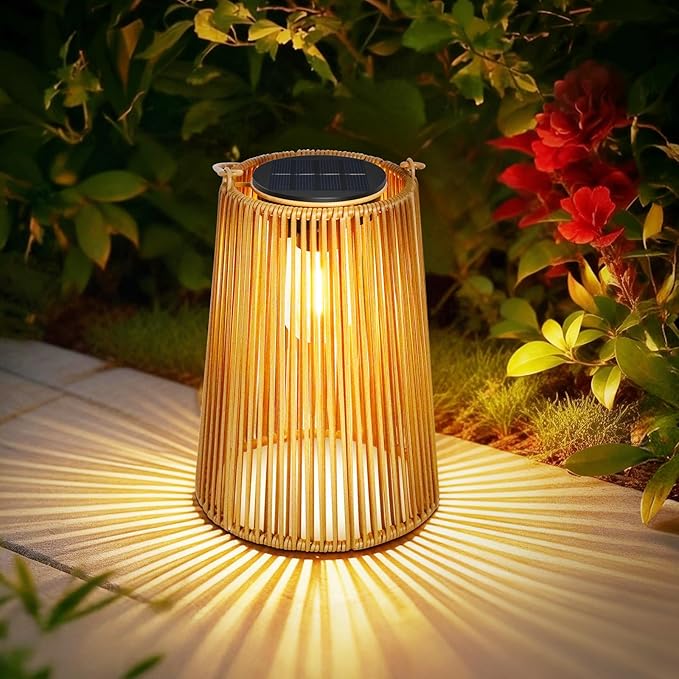 Solar Lanterns Outdoor Waterproof, Hanging Rattan Woven Solar Lights with Auto On/Off, Decorative Gifts for Garden, Yard, Patio, Tree, Porch, Lawn, Pathway & Outside Tabletop Decor
