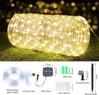 Solar Rope Lights Outdoor, 33ft 100 LED 8-Mode Waterproof String Tube Light for Garden & Patio, Warm White
