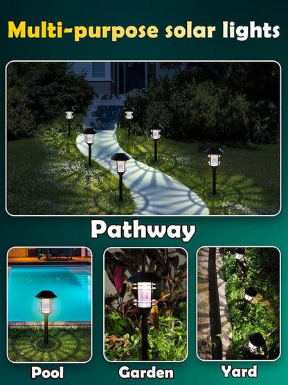 Solar Lights Outdoor Waterproof, 8 Pack LED Solar Garden Lights for Yard, Patio, Walkway, Landscape, Planter