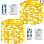 2-Pack 140ft Christmas LED String Lights, Waterproof Timer Lights