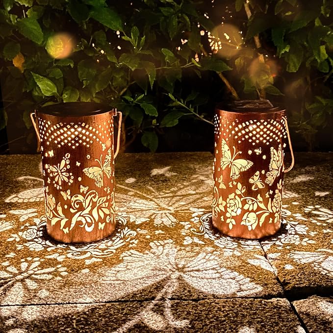 Butterfly Solar Lantern Set 2-Pack, Charming Garden Lighting