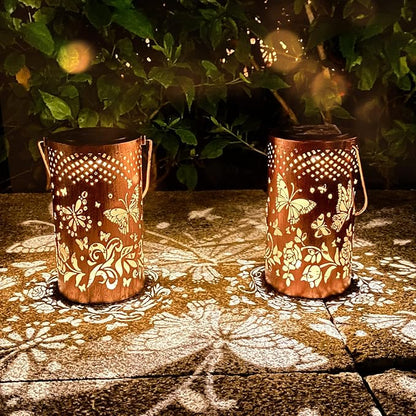 2 Pack Butterfly Birthday Gifts for Women Mom Grandma Solar Lanterns Outdoor Waterproof Garden Decor Hanging LED Decorative Light for Patio Yard Lawn Gardening Gifts