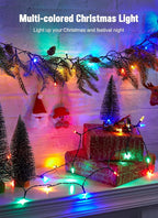 8ft Christmas LED String Lights, Waterproof Timer Lights