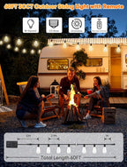 Outdoor String Lights, 60ft Waterproof LED