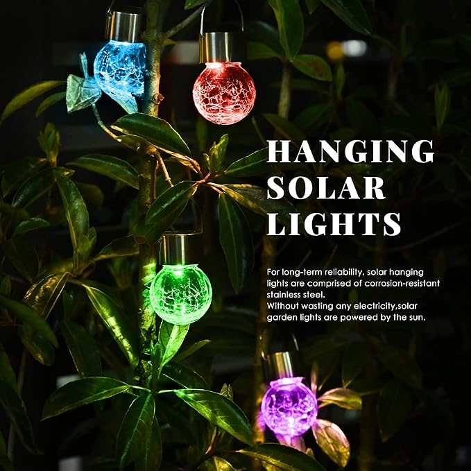 SOLPEX 12 Pack Solar Outdoor Lights Decorative, Hanging Christmas Decoration Solar Light Outdoor Solar Powered Waterproof Lights, Hanging Globe Light for Garden, Yard, Patio, Lawn(Color Changing)