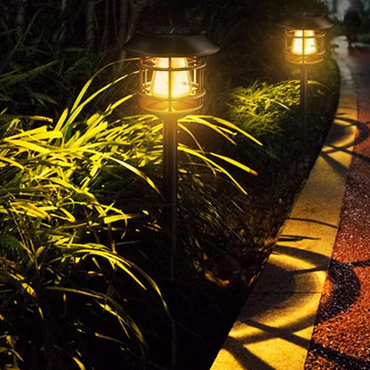 Solar Pathway Lights 8PK - Outdoor Garden Yard Landscape Lights, Waterproof Auto-on/Off for Lawn, Patio, Walkway - Warm Light (Black)