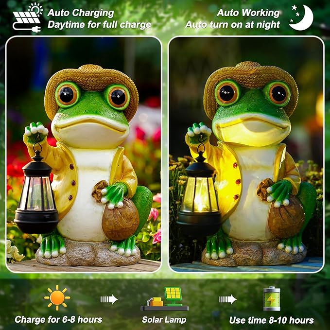 13.3" Frog Solar Lawn Figurine Light, Waterproof