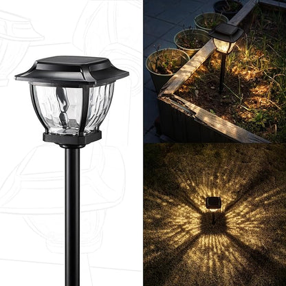 Solar Pathway Lights, Super Bright Solar Lights Outdoor Waterproof, Glass Solar Garden LED Lights, Landscape Lighting Decorative for Path, Yard, Patio, Walkway, Driveway,Slate Black(1 Pack)