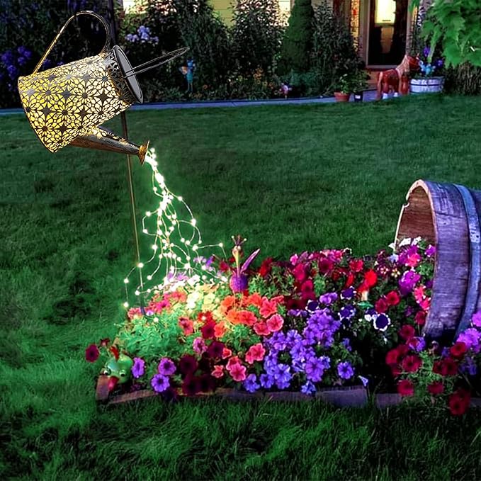 Solar Watering Can Lights,Large Retro Metal Hanging Solar Lights Outdoor Waterproof, Birthday Gifts for Women Mom Grandma Garden Decor Yard Light LED Decoration Outside for Porch Lawn Patio