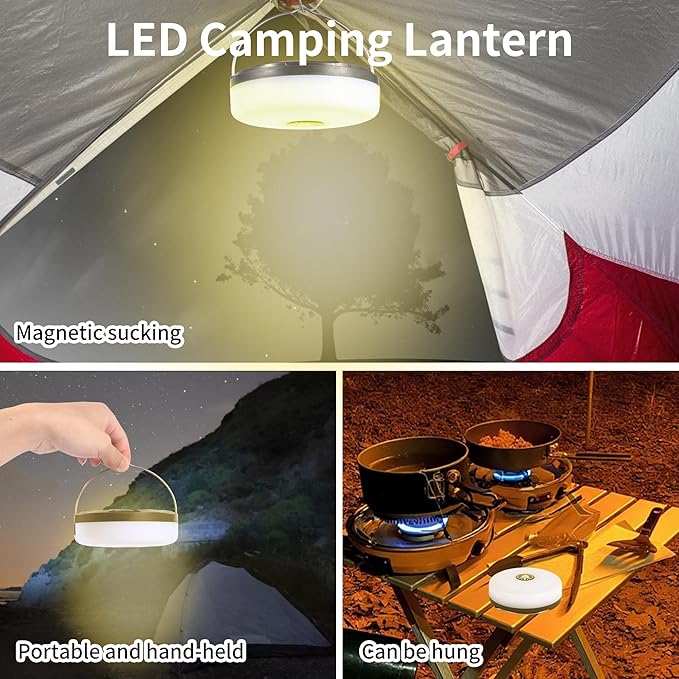 2-Pack Camping String Lights, 4-in-1 Quick-Closing, 32.8-Foot Rechargeable Tent Lights, 8 Lighting Modes, Portable LED Lights, Christmas Fairy Lights Party Decorations Camping Essentials