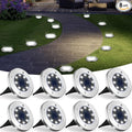 Solar Flat Disk Lights 8-Pack, Waterproof Landscape