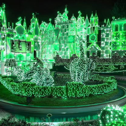St Patricks Day Decoration Lights 33Ft 100LED Christmas Green Lights Outdoor Waterproof Green String Lights for Garden Party Holiday Halloween Decoration