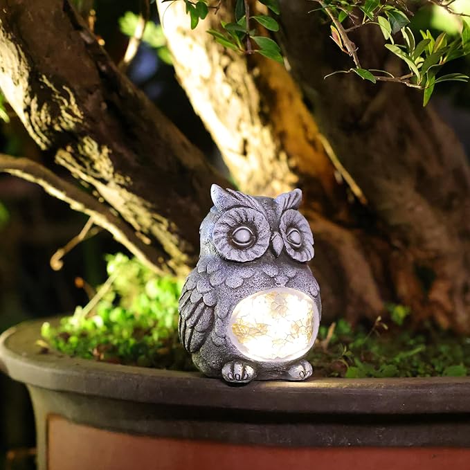 Solar Owl Garden Statue Light, Outdoor Decor