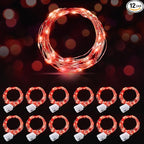 12-Pack Christmas LED String Lights, Waterproof Timer Lights