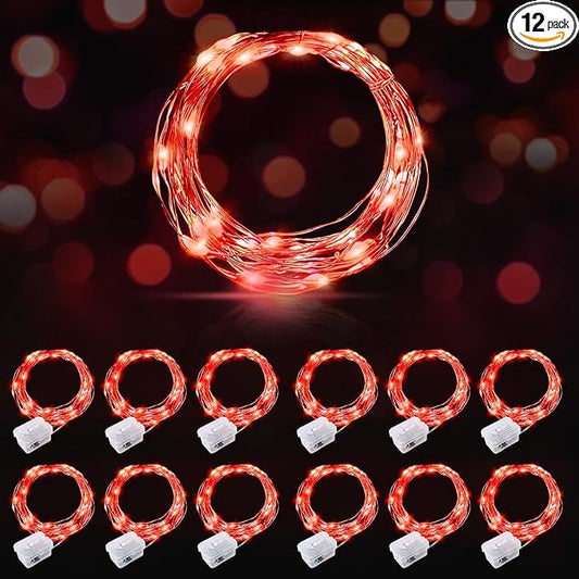 12-Pack Christmas LED String Lights, Waterproof Timer Lights