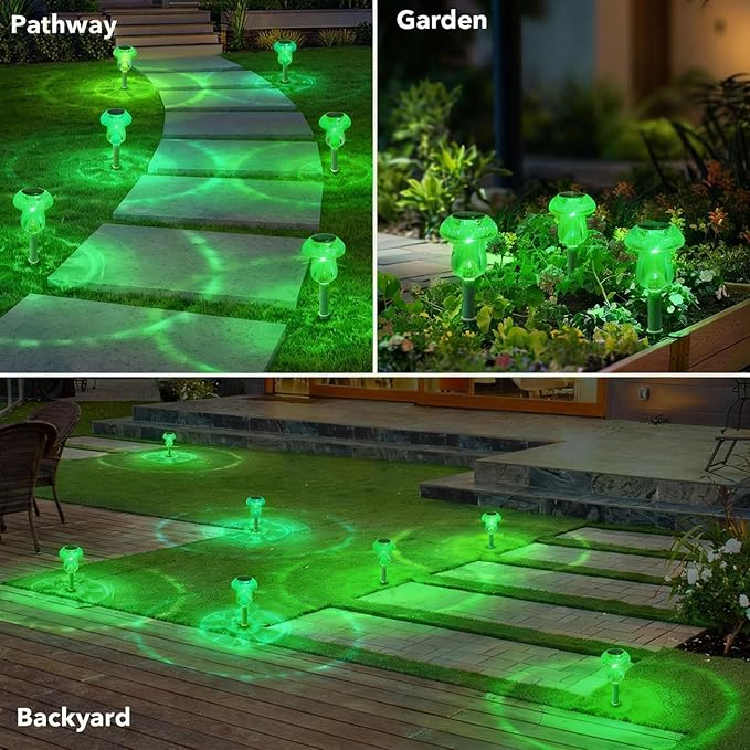 Green Solar Pathway Lights 8-Pack, Walkway LED