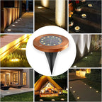 Solar Flat Disk Lights 8-Pack, Waterproof Garden