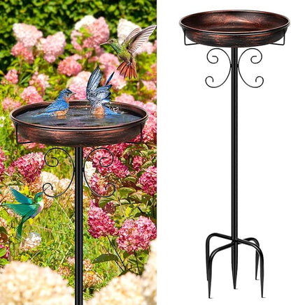 Freestanding Bird Bath, Heavy-Duty Metal