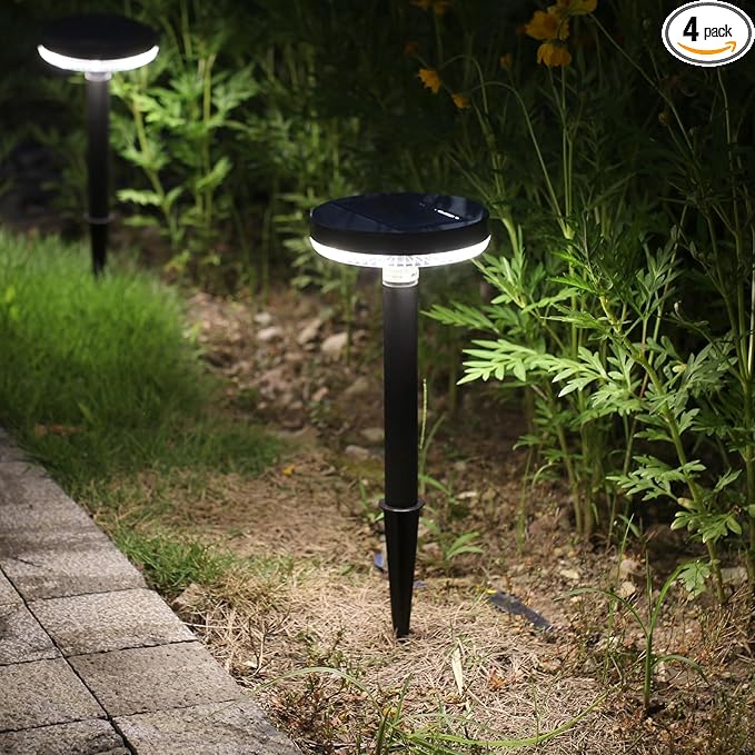 DAWALIGHT Solar Path Lights 4 Pack, IP65 Waterproof Outdoor Pathway Lights 3000K Warm White, Solares Yard Lights for Garden Landscape Walkway Patio Decor