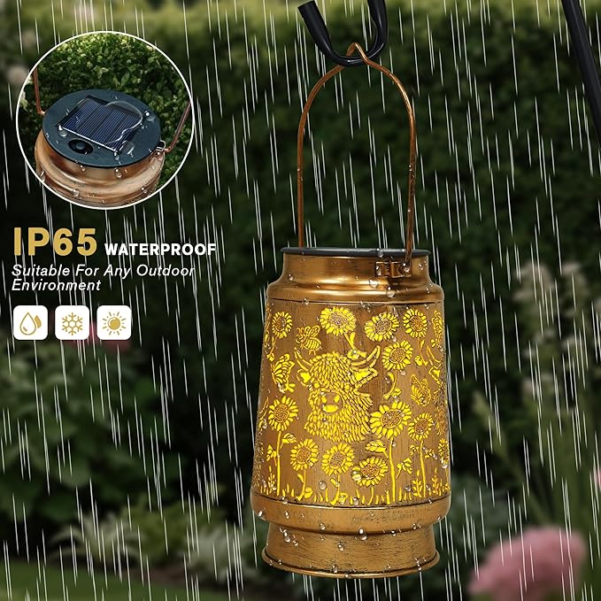 Garden Solar Hanging Lanterns, Metal Porch Decor