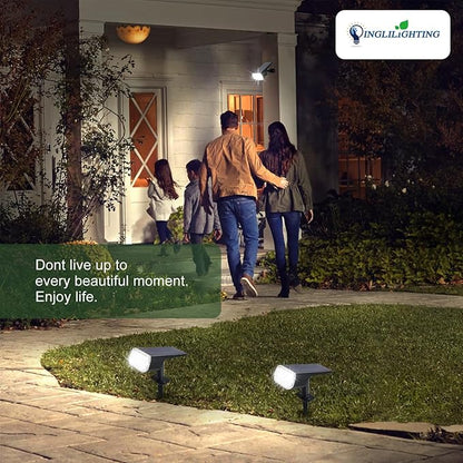 DINGLILIGHTING Solar Lights Outdoor Waterproof: IP65 Led Spot Light Decorations for Garden - 3 Lighting Modes Solar Powered for Yard - Halloween Christmas Lights Landscape Pathway Patios 4PC White