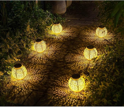 TAKE ME 2 Packs Solar Lanterns Lights Outdoor Waterproof Garden Laterns Metal Retro Lights for Christmas Gifts Mom Wife Grandma Birthday Gifts (White Set of 2)