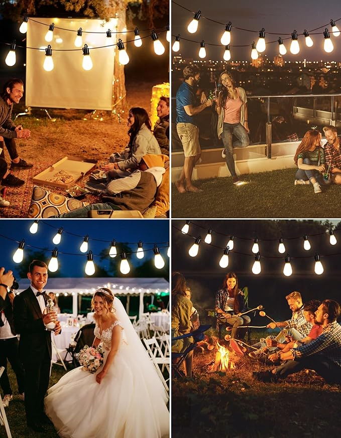 200FT Outdoor String Lights with 70 Shatterproof S14 Vintage Edison Bulbs E12 Sockets,2700K Dimmable Outdoor Lights,IP55 Waterproof LED String Lights for Outside, Patio, Garden, Backyard,Bistro